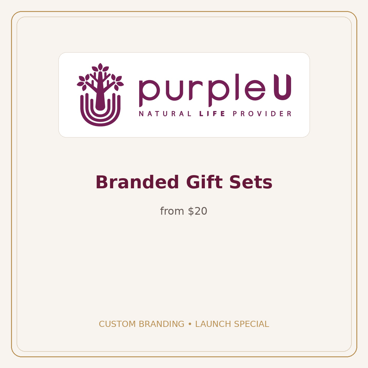 Branded gift sets — official purpleU branding