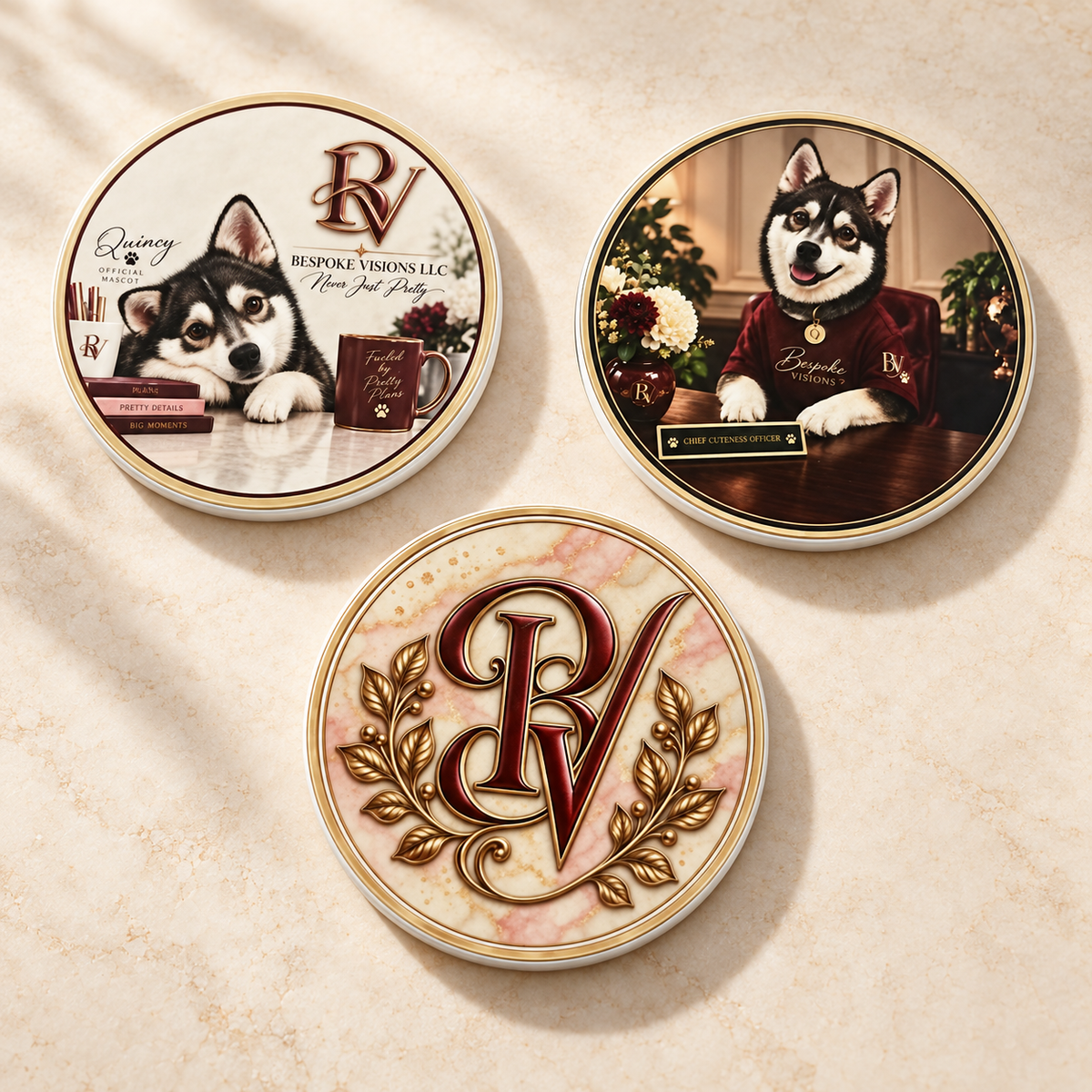 round coasters — editorial customization example
